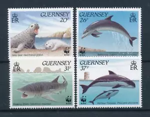 [53902] Guernsey 1990 Marine life seal dolphin shark porpoise WWF  MNH - Picture 1 of 1