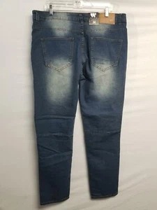Mens Waimea Skinny fit Zippered Distressed jeans Indigo Wash Sz 38 - Picture 1 of 5