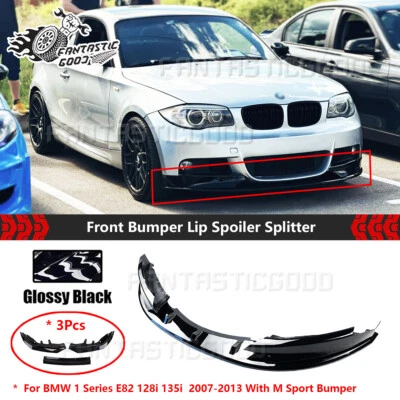 Kit de alerón labial delantero negro brillante para parachoques deportivo BMW E82 128i 135i M 2007-13 Foto 1 de 4