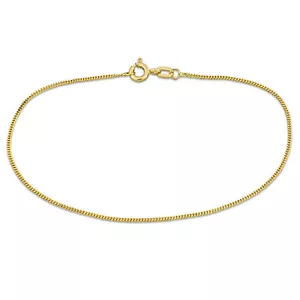 Amour 14K Yellow Gold 1mm Diamond Cut Flat Curb Anklet - 9 in. - Picture 1 of 6