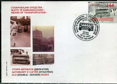 256 - NORTH MACEDONIA 2021 - Old Buses - Double Decker - FDC - Image 1 of 2