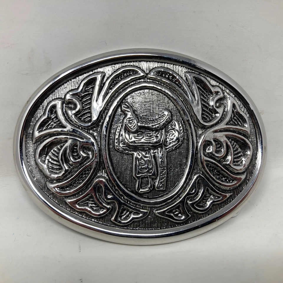 Седло лошади Avon Crumline ковбойское вестерн овальное серебристое с пряжкой для ремня родео ранчо - Изображение 1 из 4