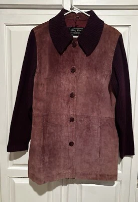 Chaqueta Abrigo Terry Lewis Clásica Lujos Cuero Talla Mediana Lana Parches en el Codo Foto 1 de 4