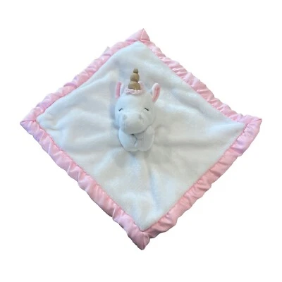 Manta de seguridad Carter's Baby blanca de felpa unicornio Lovey rosa satinado 2016 L1 Foto 1 de 4