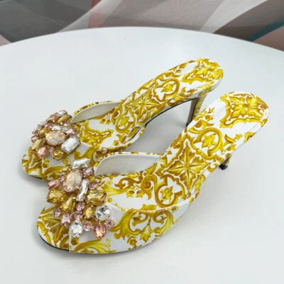 Sandalias de tacón alto estampadas para mujer con pedrería sandalias de tacón alto delgadas talla grande Foto 1 de 4