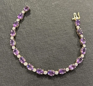 14K Yellow Gold Diamond And Purple Amethyst Bracelet - Picture 1 of 6