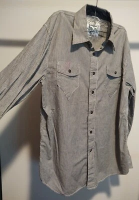 MODERN CULTURE Mens Large Button Down Striped Long Sleeve Shirt   - Image 1 of 4