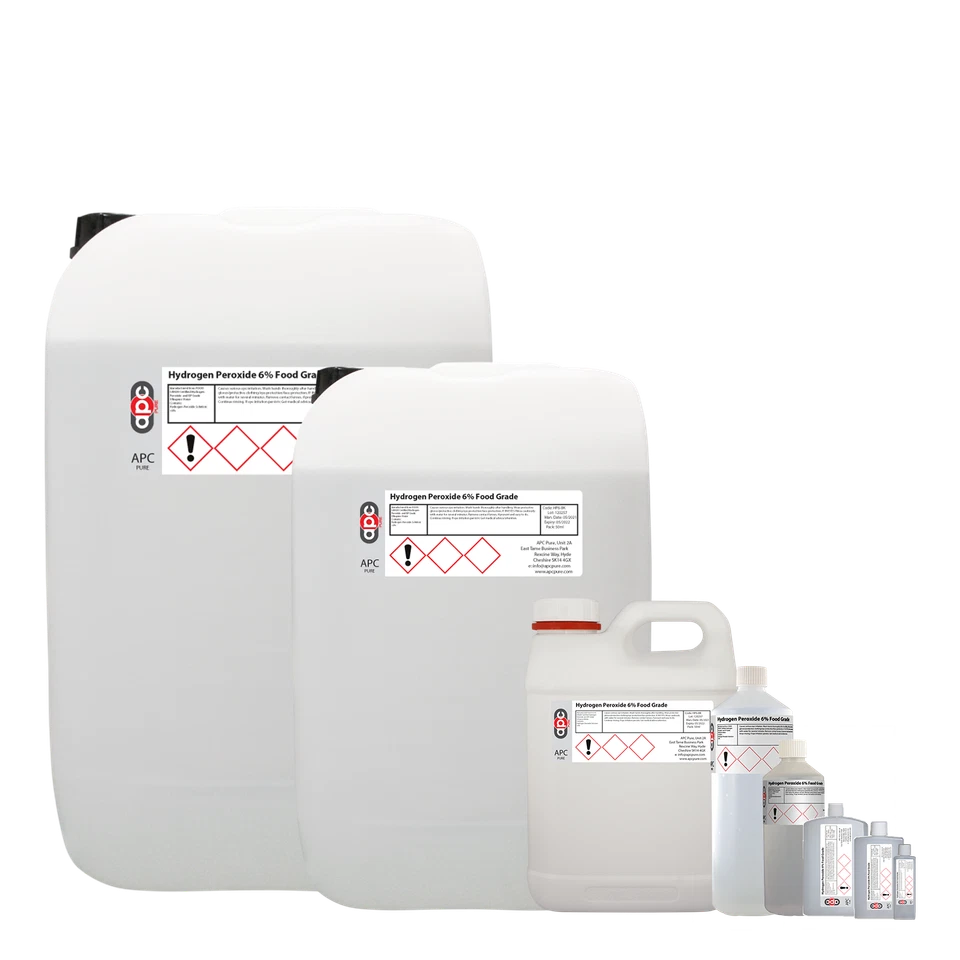 APC PURE Hydrogen Peroxide Food Grade 6% - 100ml to 25L - *Free P&P*