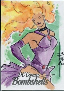 Cryptozoic DC Comics Bombshells Sketch Card 1/1 By Barush Merling - Picture 1 of 1