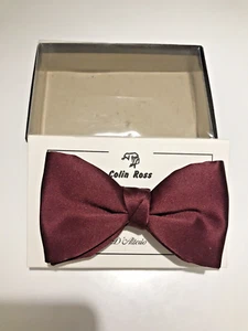Colin Ross D'Alterio Burgundy Adjustable Bow Tie In Original Box Vintage Retro - Picture 1 of 5