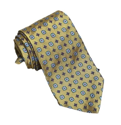 NUEVA Corbata Brooks Brothers 346 Pura Seda EE. UU. Foulard Geométrico Dorado Hombres Foto 1 de 4