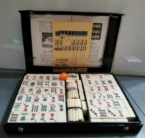 Vintage MAH-JONGG Game Of The Four Winds-144 Tiles 84 Scoring Sticks 4 Dice-Case - Picture 1 of 5