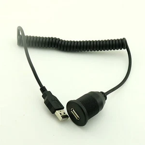 Car Dashboard Flush Mount USB 2.0 Socket Extension Lead Panel Coiled Cable 5ft - Picture 1 of 8