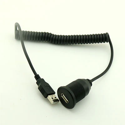 Car Dashboard Flush Mount USB 2.0 Socket Extension Lead Panel Coiled Cable 5ft - Image 1 of 4