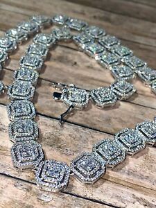 Men's Baguette Tennis Chain 13 mm Ice Out 14k Gold CZ VVS FILL Real ICY Choker