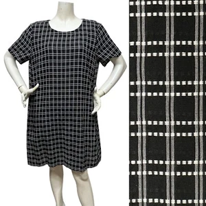 EILEEN FISHER Etuikleid schwarz weiß Bio Leinen Baumwolle Oversize kastig M - Bild 1 von 14