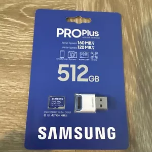Samsung PRO Plus 512GB Micro SD SDXC MicroSDXC C10 UHS-I U3 V30 180MB/s Reader - Picture 1 of 2