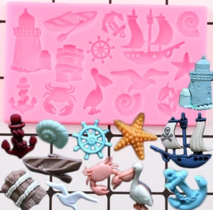Ocean Lighthouse Silicone Mold Fondant Chocolate Cake Decor Topper Resin Charm - Picture 1 of 7