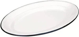 IBILI Plate Blanca Oval 35x24 cm of Enamelled Steel, White/Blue, 35 x 24 x 9 cm - Picture 1 of 1