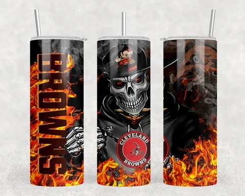 Browns Skull 20 oz Tumbler Cover