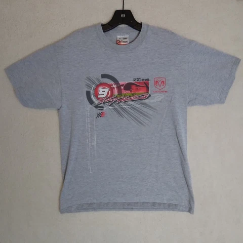 Kasey Kahne Shirt Mens Medium Grey Chase Nascar Dodge #9 Double Sided Graphic Cover