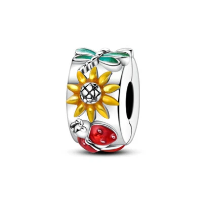 MULA Dragonfly Sonnenblume Ladybug Clip DIY Charm für Armband 925 SterlingSilber - Bild 1 von 4
