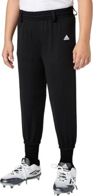 adidas Boys Straight Elastic Waist Pull Up Baseball Pant, Black, XS - Image 1 of 4