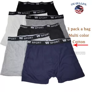 3 Pack Men's Cotton Underwear TAGless Boxer Briefs with Comfort Flex Waistband