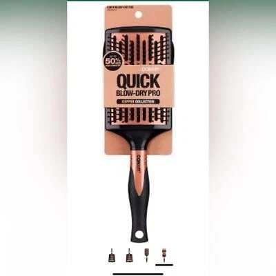 Conair Brush Quick Blow-Dry Pro Curved Copper Paddle Black 1 BRUSH - nwt - Image 1 of 4