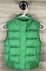 Gap Kids Green Puffer Vest Girls Sz L Full Zip Snaps Pockets Shoulder Frills EUC
