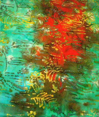 Batik Fabric 34" SALE Green Yellow Blue Orange Turquoise Premium Cotton #7 #C - Image 1 of 2