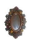 Mirror by Syroco 15" Tall Carved Wood  Fruit Nuts Flowers New England Cottage 