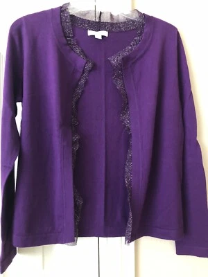 NEW YORK COMPANY Púrpura Mangas Largas Frente Abierto Cárdigan Camisa Top Talla S PS PM Foto 1 de 4