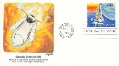 US 1917 FDC Fleetwood Shuttle Blasting Off Space - Image 1 of 2