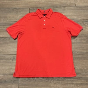 Tommy Bahama Polo Shirt Medium Red Mens Short Sleeve Golf Beach Modal Polyester - Picture 1 of 5