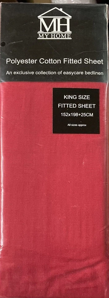 AMBIANCE King Size Firenze Red Fitted Sheet Red Polycotton Luxury Bed Linen