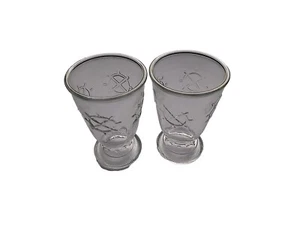 Vintage Clear Glass With Ship Wheel Design Pedestal Juice Glasses Set Of 2 - Picture 1 of 2