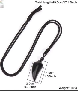 Natural Stone Pendant Necklace for Men Black Obsidian Jewelry - Picture 1 of 2