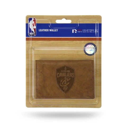 Cleveland Cavaliers NBA Embossed Brown Leather Trifold Wallet Cover