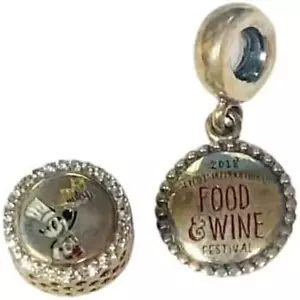 Disney Parks Pandora 2018 Epcot Food & Wine Festival 2 Charm Set Chef Mickey NB - Picture 1 of 1