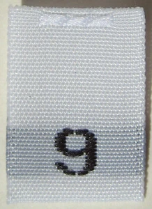100 pcs WOVEN WHITE CLOTHING SIZE TAB LABELS - SIZE 9 - Picture 1 of 1