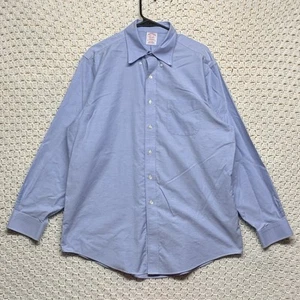 Brooks Brothers Madison Dress Shirt Mens 16/5 35 Solid Blue Non Iron Long Sleeve - Picture 1 of 10