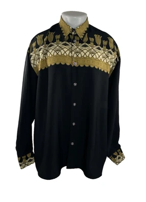 Bertelli - Camisa XL de seda Art Deco barroca vintage para hombre Foto 1 de 4