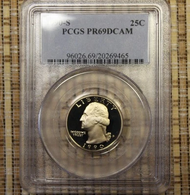 PCGS GRADED PR-69 DEEP CAMEO PROOF 1990-S QUARTER - Image 1 of 2