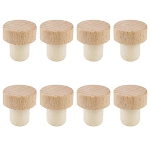 T Shaped Cork Stopper - 8Pcs Reusable Wine Bottle Corks, Wooden Wine Bottle S... - Picture 1 of 7