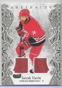 JACCOB SLAVIN 2025-26 UD ARTIFACTS GOLD MATERIAL JERSEY/27/299/HURRICANES - Picture 1 of 2