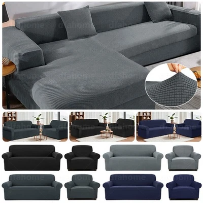 Sofabezug Ecksofa L Form Ecksofa Stretch Sofa Überzug Couchbezug 1/2/3/4 Sitzer - Bild 1 von 4
