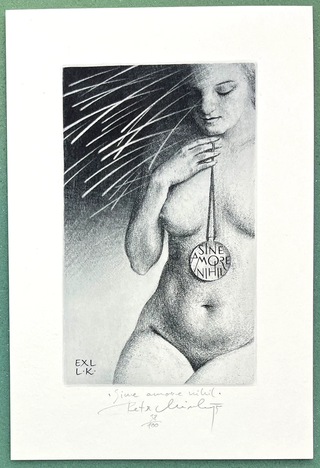 PETR MINKA - Exlibris Ex libris Radierung / etching  Erotik erotic 38/100 - Bild 1 von 1