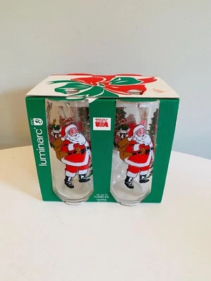 Vintage NOS Luminarc Christmas 16 oz Tumblers, Set of 4, Santa Claus Christmas - Image 1 of 4