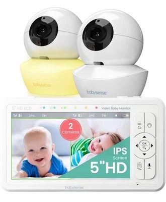 Babyphone HD 5 Zoll mit 2 Kameras, Video Babyphone ohne WLAN, Nachtlicht, Wie... - Bild 1 von 4
